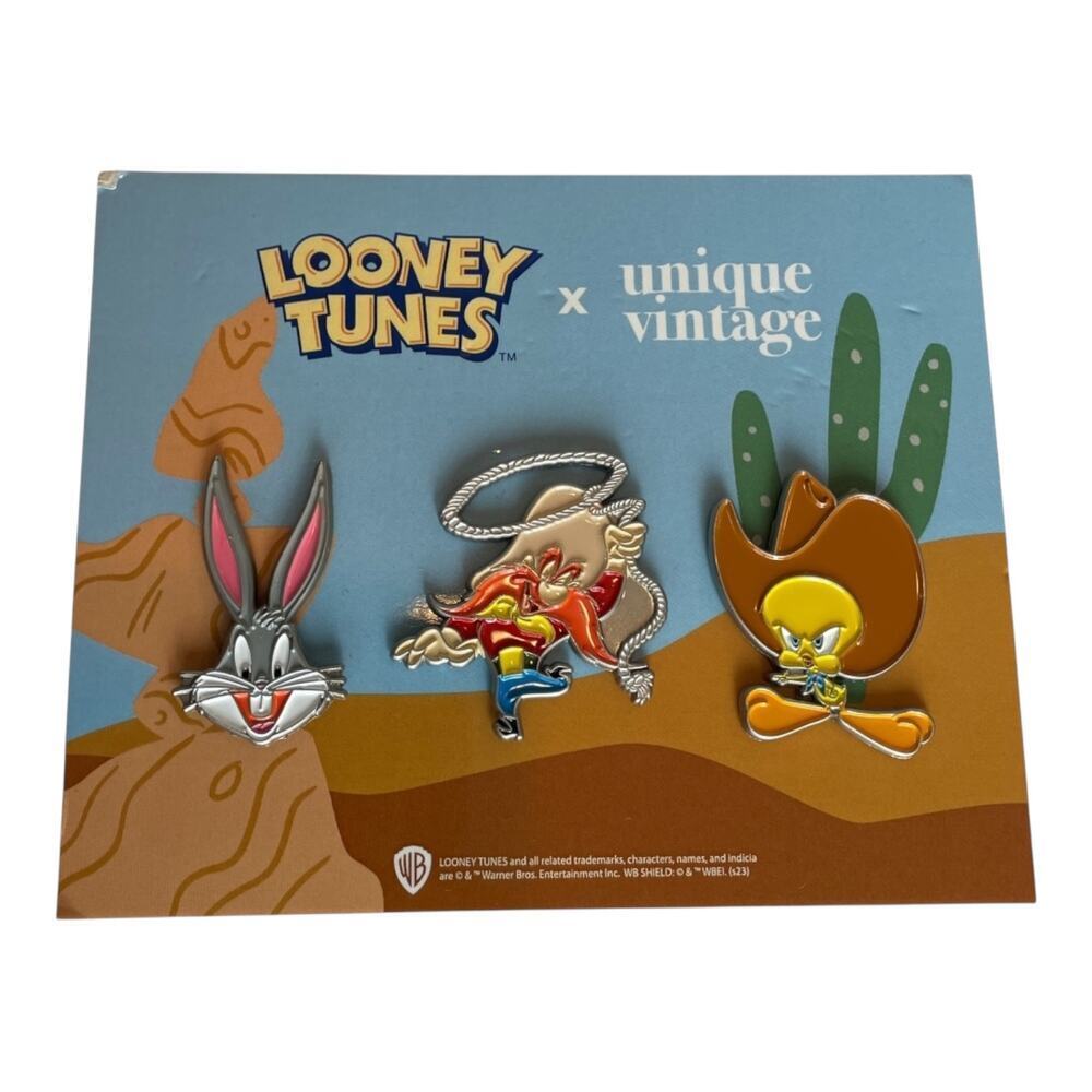 Looney Tunes X Unique Vintage Three Enamel Pins NWOT